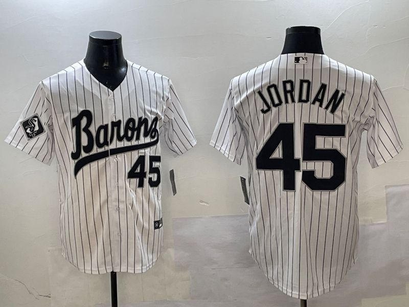 Men Chicago White Sox #45 Jordan White Stripe Throwback Game 2025 Nike MLB Jersey style 2->chicago white sox->MLB Jersey